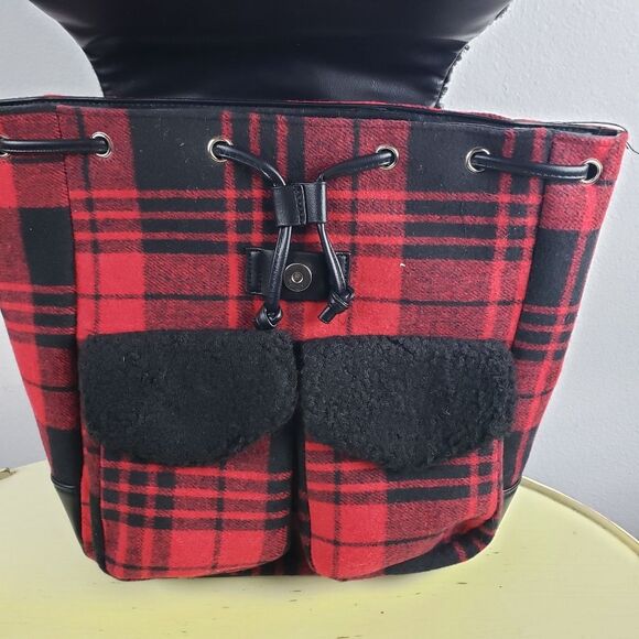 Women\'s Bearpaw NWT Red and Black Plaid Medium Size Backpack main image 7